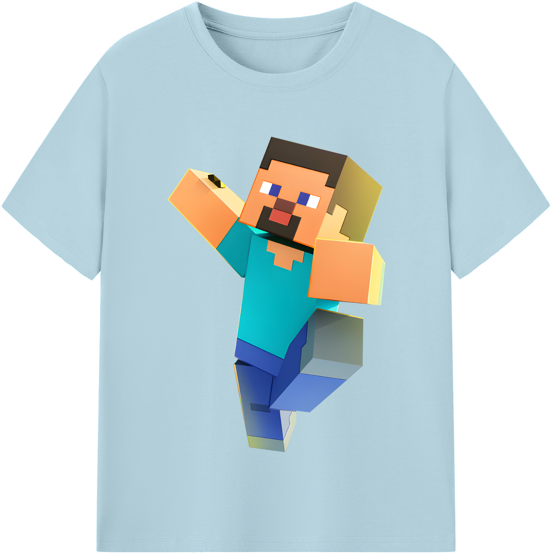 （画像用） マインクラフト ブロックの世界 Minecraft MC Block world 綿100％半袖Tシャツ（フロントプリント）